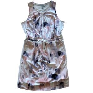 FLX Sleeveless Dress Built In Shorts Cream Pink Size M Stretch Athleisure